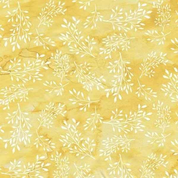 Delicate Vine Yellow Quilting Cotton Fabric Misty Morning - Fabric Design Treasures