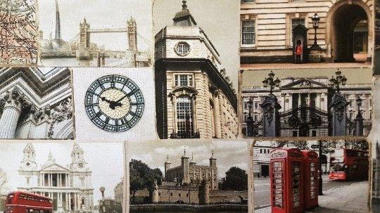 Digital Printed Cotton Canvas London Landmarks