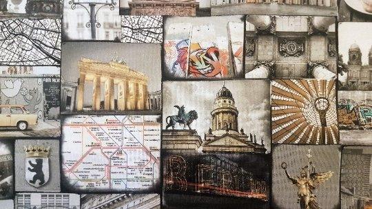 Digitally Printed Cotton Canvas of Berlin Landmarks