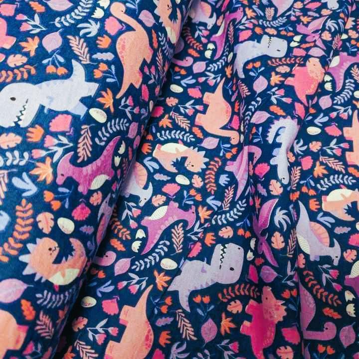 Dinosaur and floral FLANNEL, Cuto-Sauro