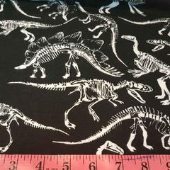 Dinosaur FLANNEL on Black Fabric, Dinosaur Flannel