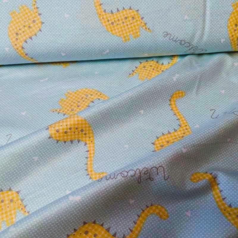 Dinosaur in Teal, Super Supple Soft Bamboo Flannel, Gender Neutral