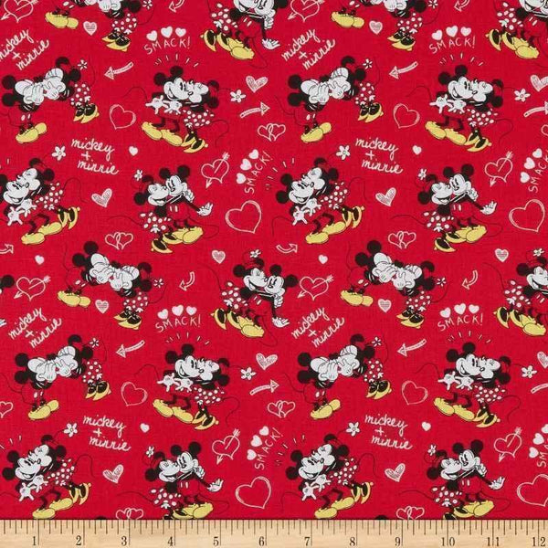 Disney Mickey and Minnie Mouse in Love Cotton Fabric | Fabric Design ...