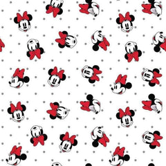 Disney Toss Minnie Mouse Head Fabric on White
