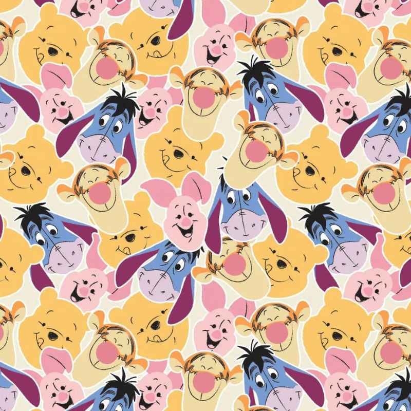 Disney Winnie the Pooh, Pooh and Friends Faces in Cream | Fabric Design Treasures