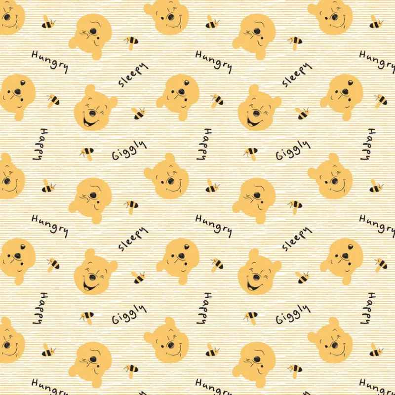 Disney Winnie the Pooh, Pooh Bear with Text | Fabric Design Treasures