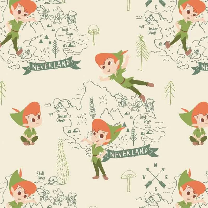 Disney's Peter Pan FLANNEL on Cream, Camelot Fabrics