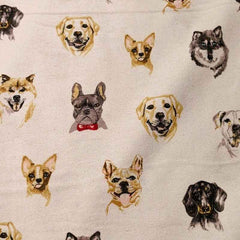 Dog FLANNEL Fabric on Cream