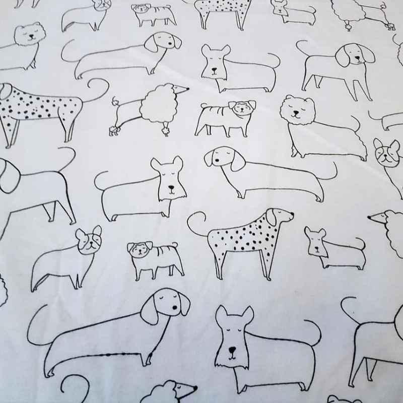 Dog FLANNEL on Cream Flannel Fabric