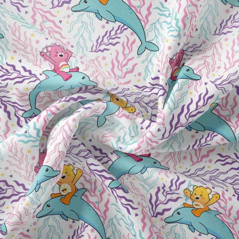 Dolphin Friends Care Bears. Mer Bears White | Fabric Design Treasures