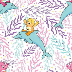 Dolphin Friends Care Bears. Mer Bears White | Fabric Design Treasures