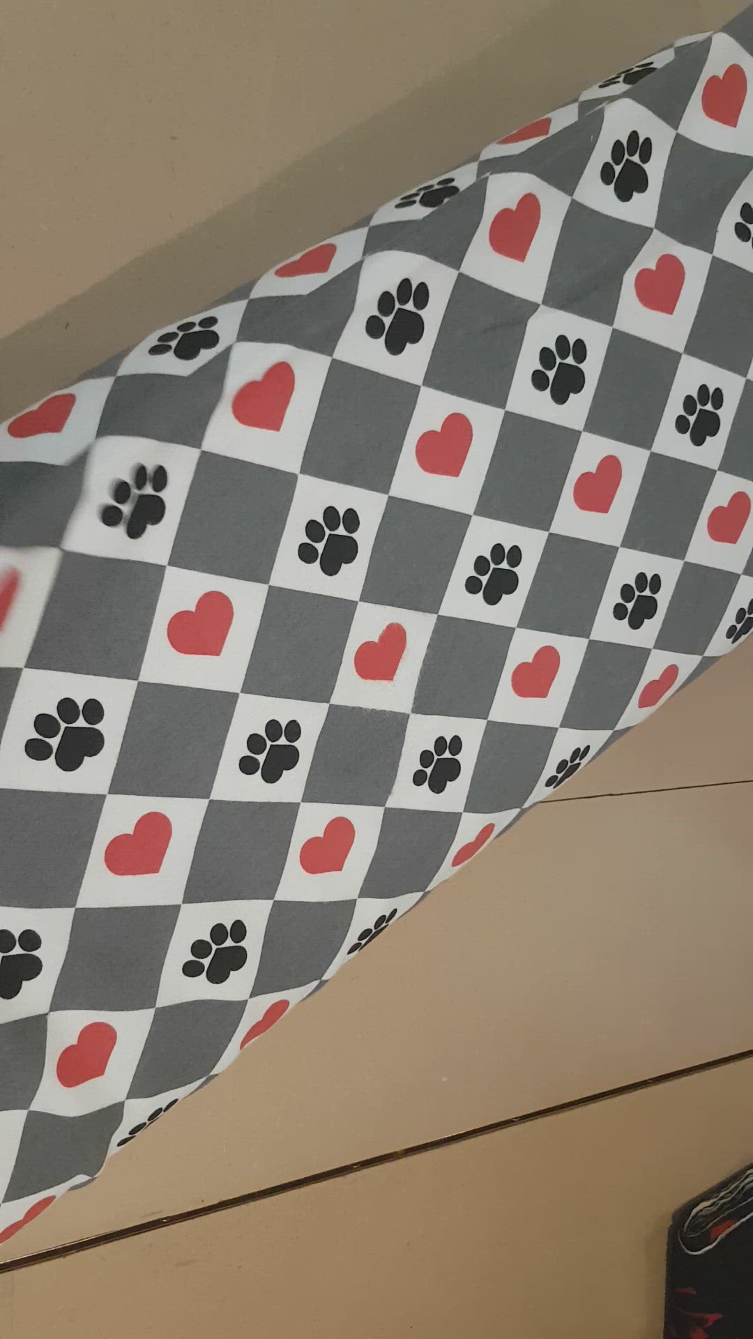 Paws and Hearts FLANNEL Fabric on White and Grey Flannel