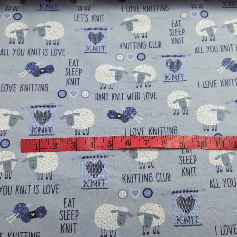 Eat Sleep Knit Flannel, Knit Text | Fabric Design Treasures