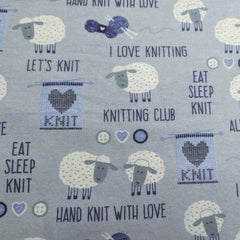 Eat Sleep Knit Flannel, Knit Text | Fabric Design Treasures