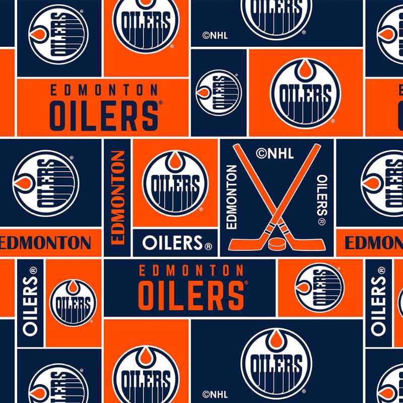 Edmonton Oilers NHL Hockey Fleece Licensed | Fabric Design Treasures
