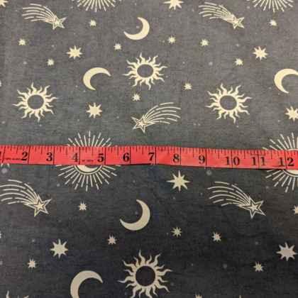 FLANNEL Fabric Celestial Icons, Moon, Shooting Stars