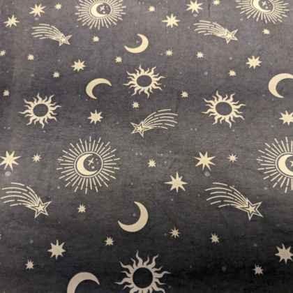 FLANNEL Fabric Celestial Icons, Moon, Shooting Stars