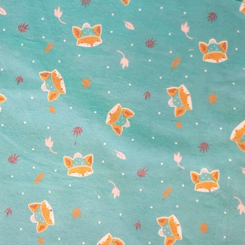 Flannel Fabric, Tossed Fox Head FLANNEL Fabric