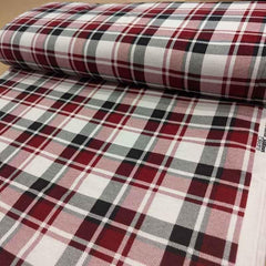 FLANNEL Tartan Plaid Burgundy, Red and White