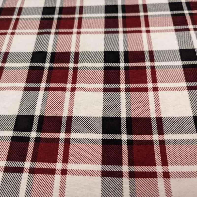 FLANNEL Tartan Plaid Burgundy, Red and White