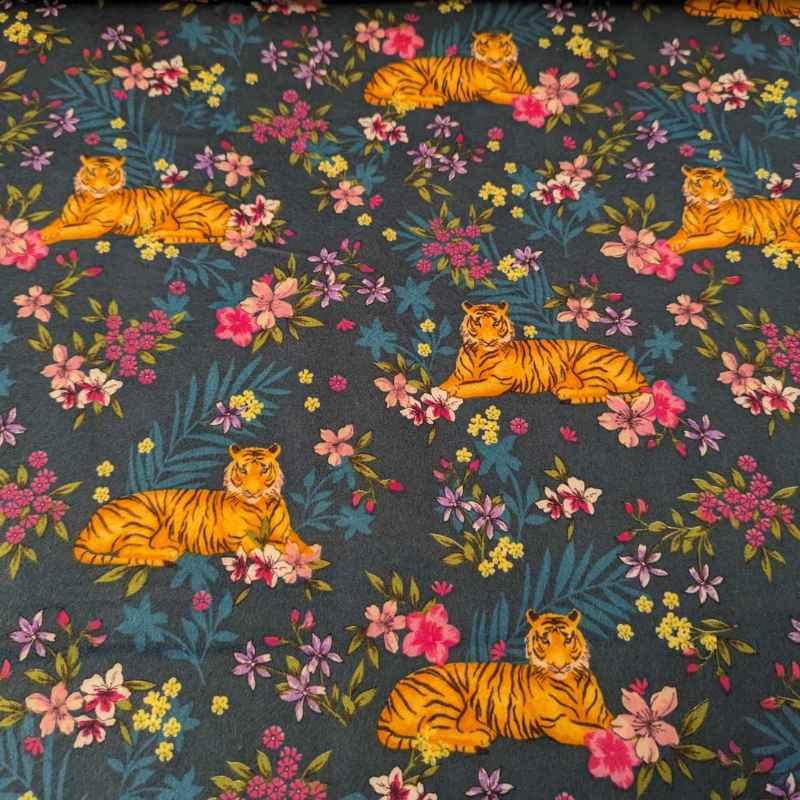 Floral and Tiger Cozy Flannel by Whistler Studio - Oeko-Tex Certified