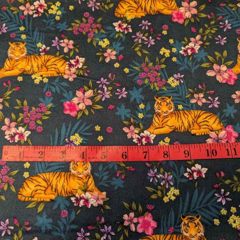 Floral and Tiger Cozy Flannel by Whistler Studio - Oeko-Tex Certified