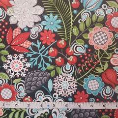 Floral Fabric, First Frost on Dark Gray, Amanda Murphy