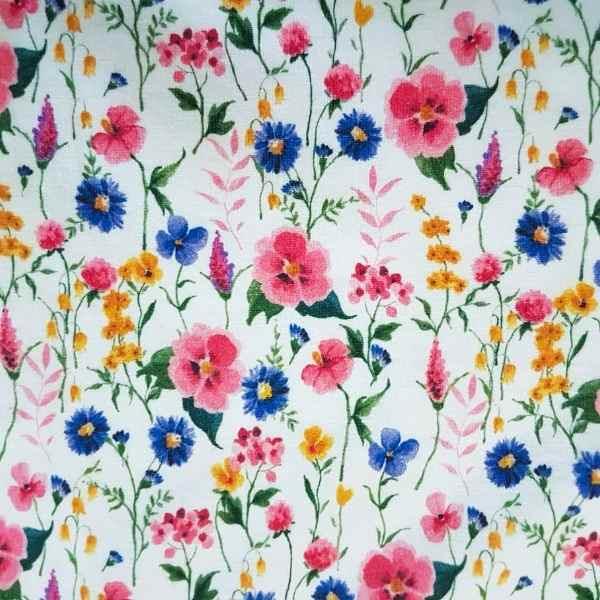 Flower Field Organic Jersey Knit Oeko-tex 100 - Fabric Design Treasures