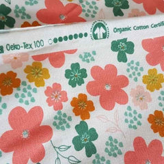 Flowers and Hearts Organic Jersey Knit Oeko-tex GOTS