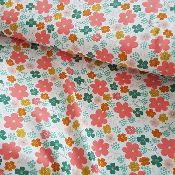 Flowers and Hearts Organic Jersey Knit Oeko-tex GOTS - Fabric Design Treasures
