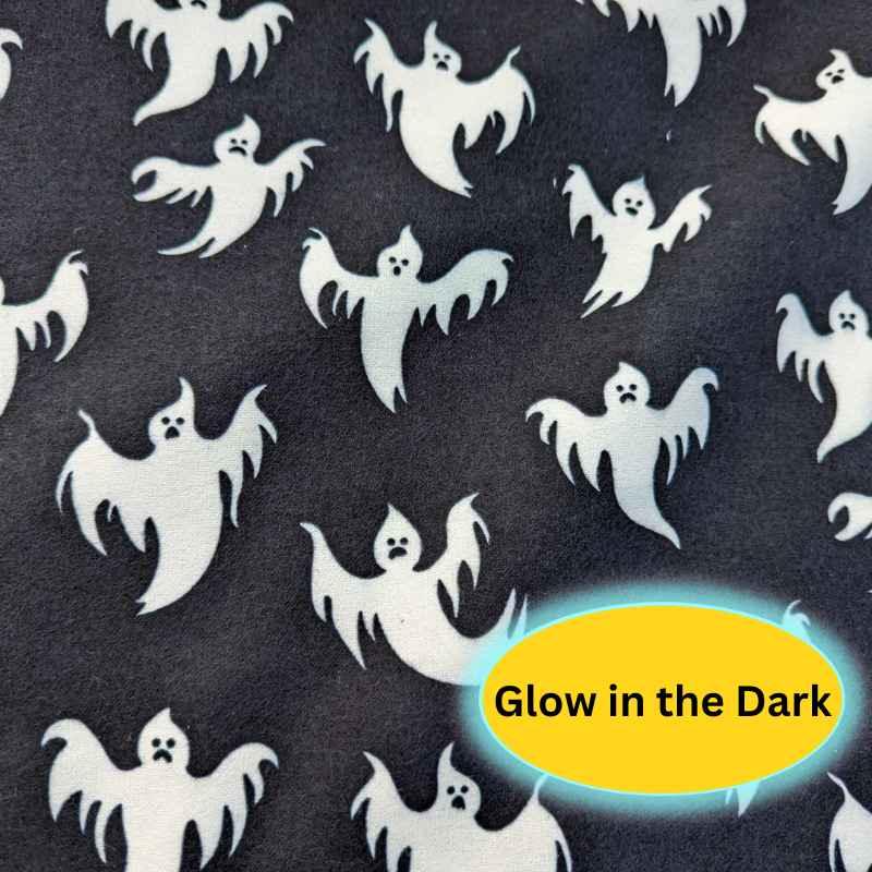 Flying Ghost Glow in the Dark Flannel Fabric Halloween