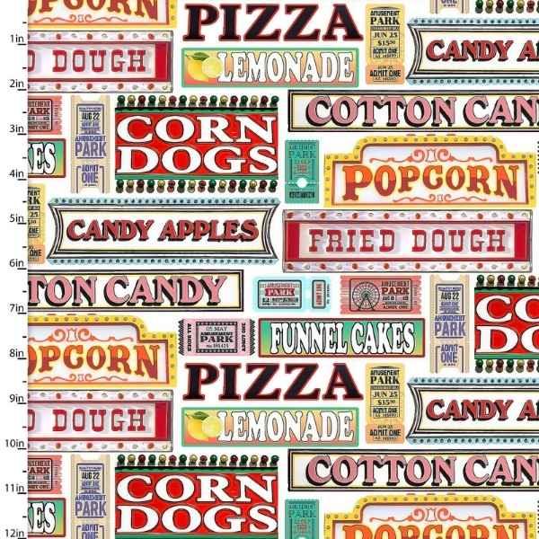 Food Sign Fabric, Amazement Park Digitally Printed