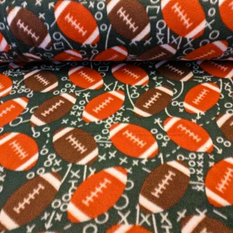 Footballs on Green Anti-Pill Polar Fleece