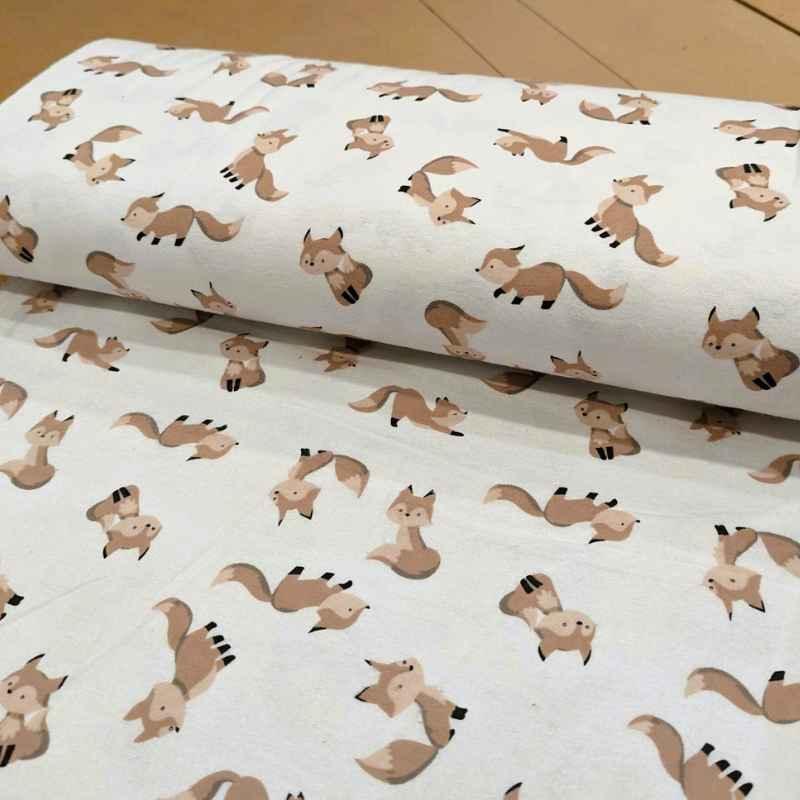 Fox FLANNEL on Cream Flannel Fabric