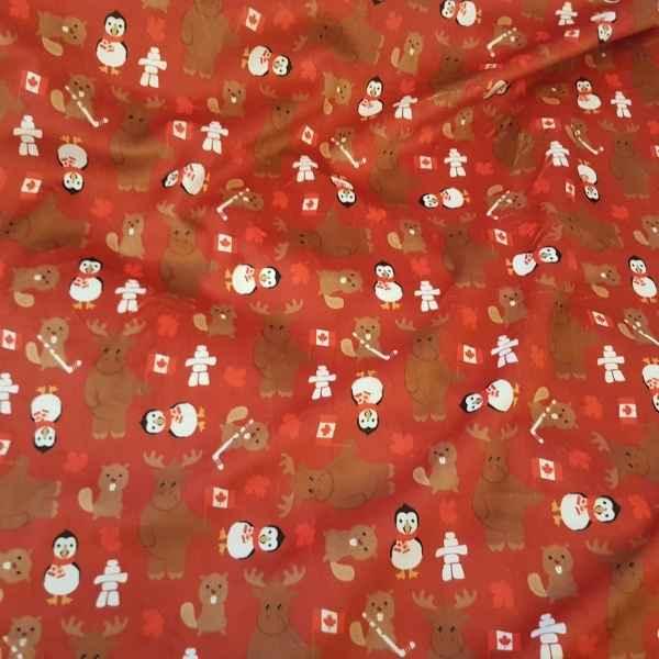 Funkins Canadian Critters Red Pine Minky 1/2 Yard