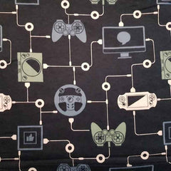 Game Controller fabric on Navy Blue FLANNEL - Fabric Design Treasures