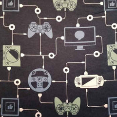 Game Controller fabric on Navy Blue FLANNEL - Fabric Design Treasures
