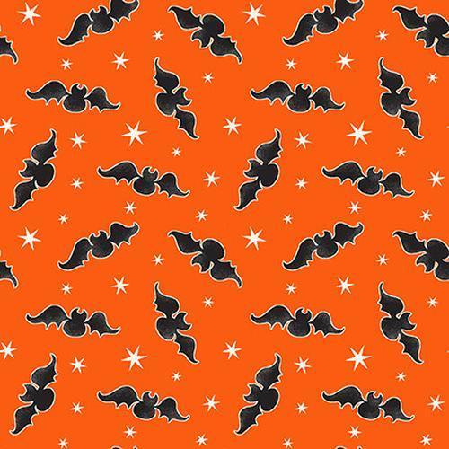 Glow in the Dark Fabric Bats on Orange Background