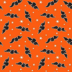Glow in the Dark Fabric Bats on Orange Background