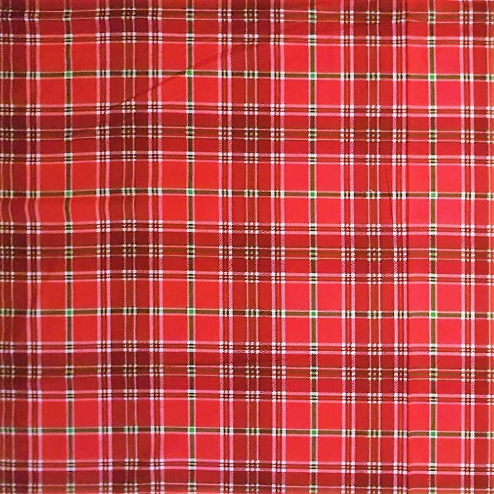 Green Stripes on Red Christmas Plaid FLANNEL Fabric - Fabric Design Treasures