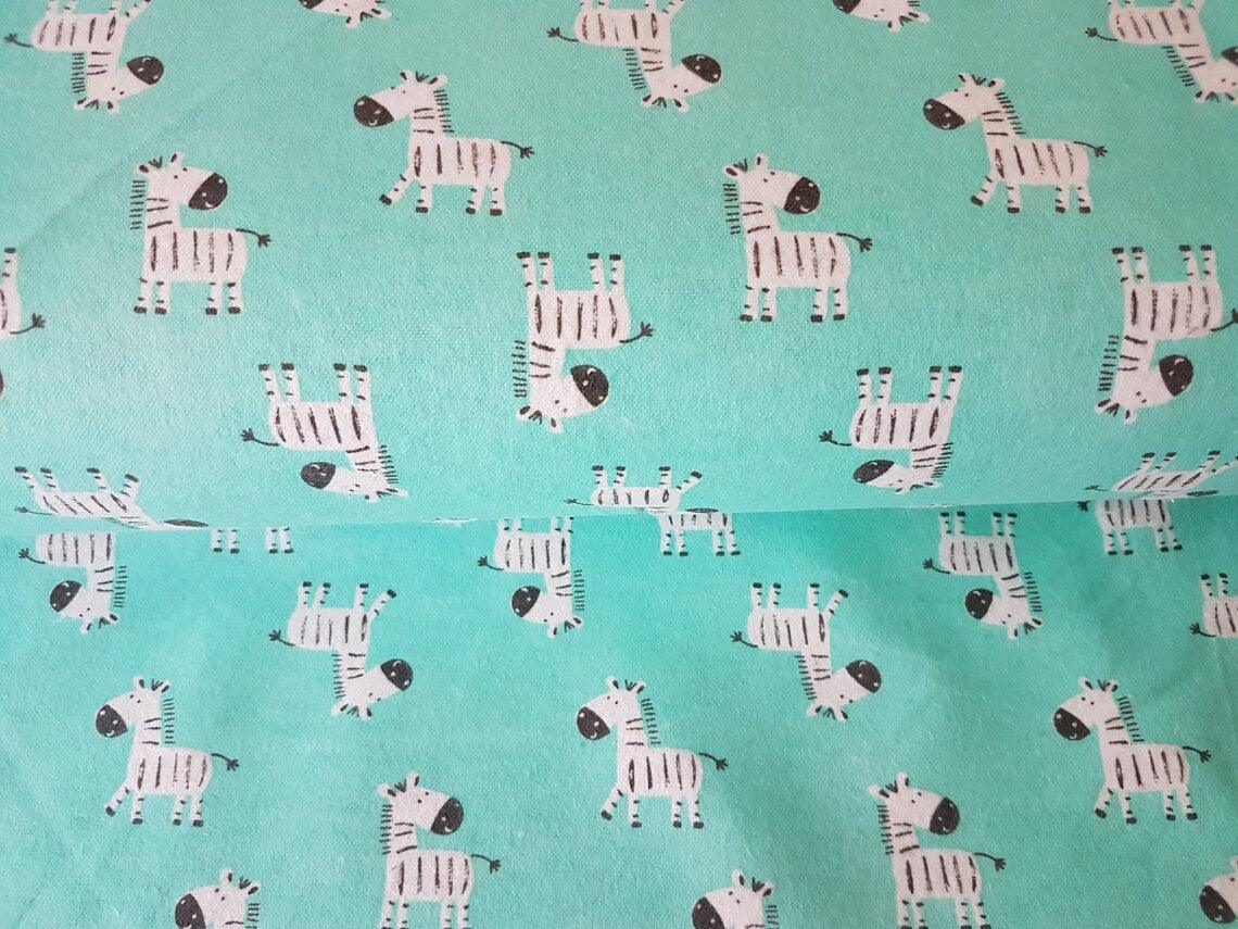 Green Zebra FLANNEL fabric