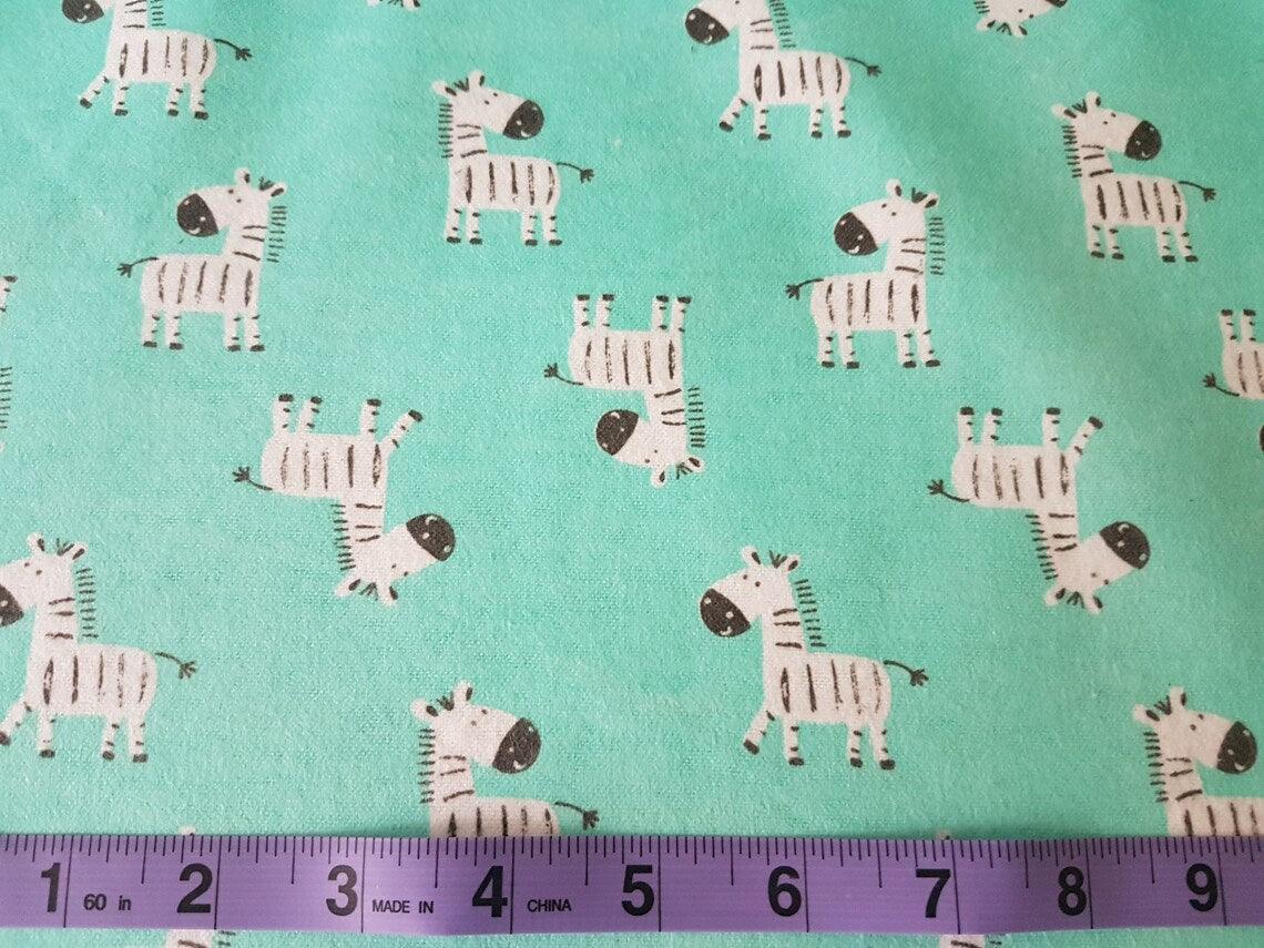 Green Zebra FLANNEL fabric