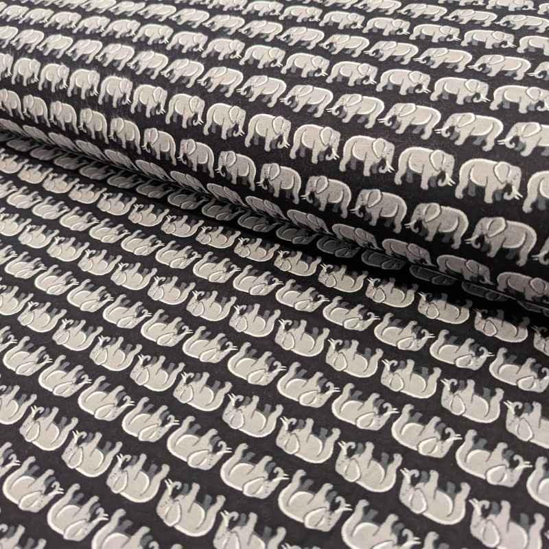 Grey Elephant FLANNEL on light Black flannel