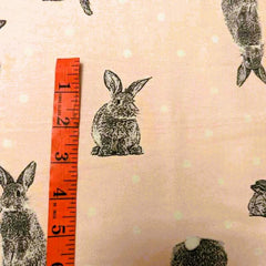 Grey Rabbit FLANNEL with white Polka dot on Pink