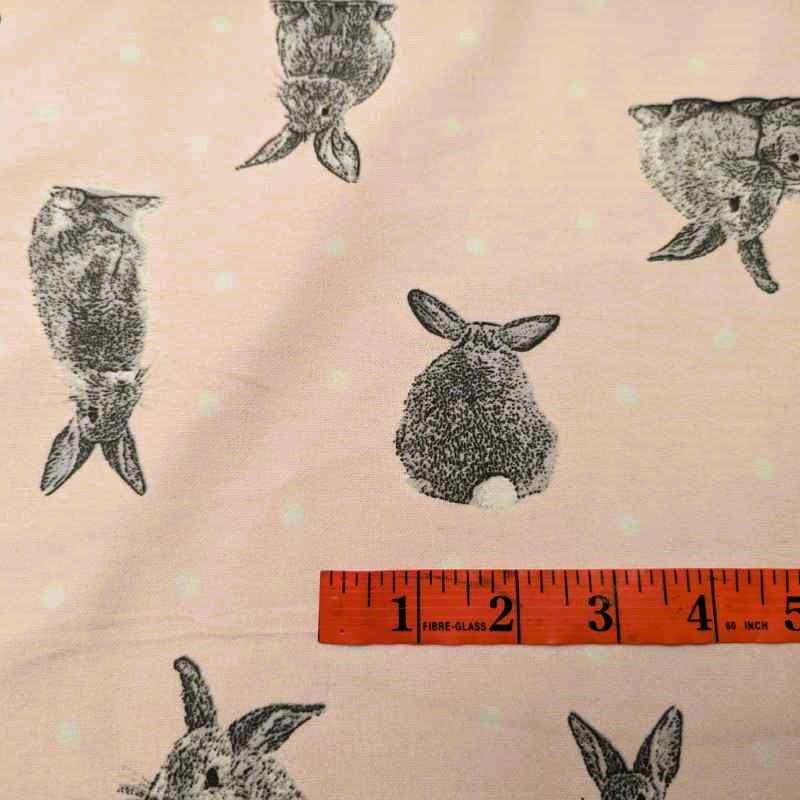 Grey Rabbit FLANNEL with white Polka dot on Pink