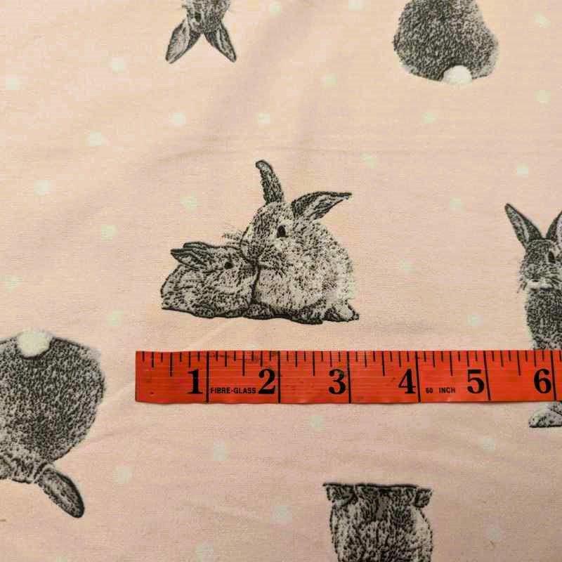 Grey Rabbit FLANNEL with white Polka dot on Pink