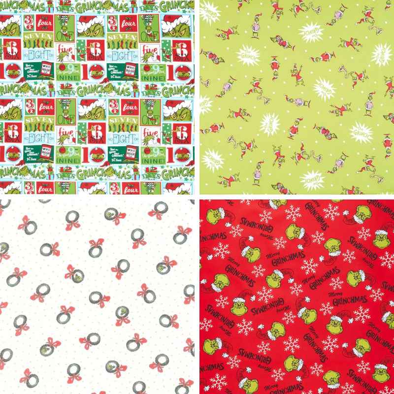 Grinch Panel and Grinch Fabric, How the Grinch Stole Christmas | Fabric Design Treasures