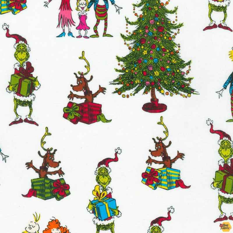 Grinch Panel and Grinch Fabric, How the Grinch Stole Christmas | Fabric Design Treasures