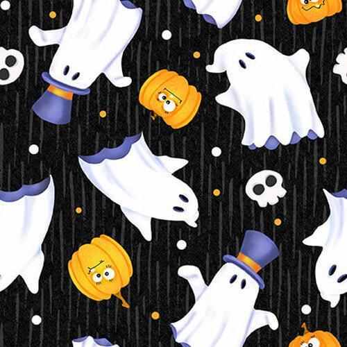 Halloween Fabric Tossed Ghosts Glow In the Dark