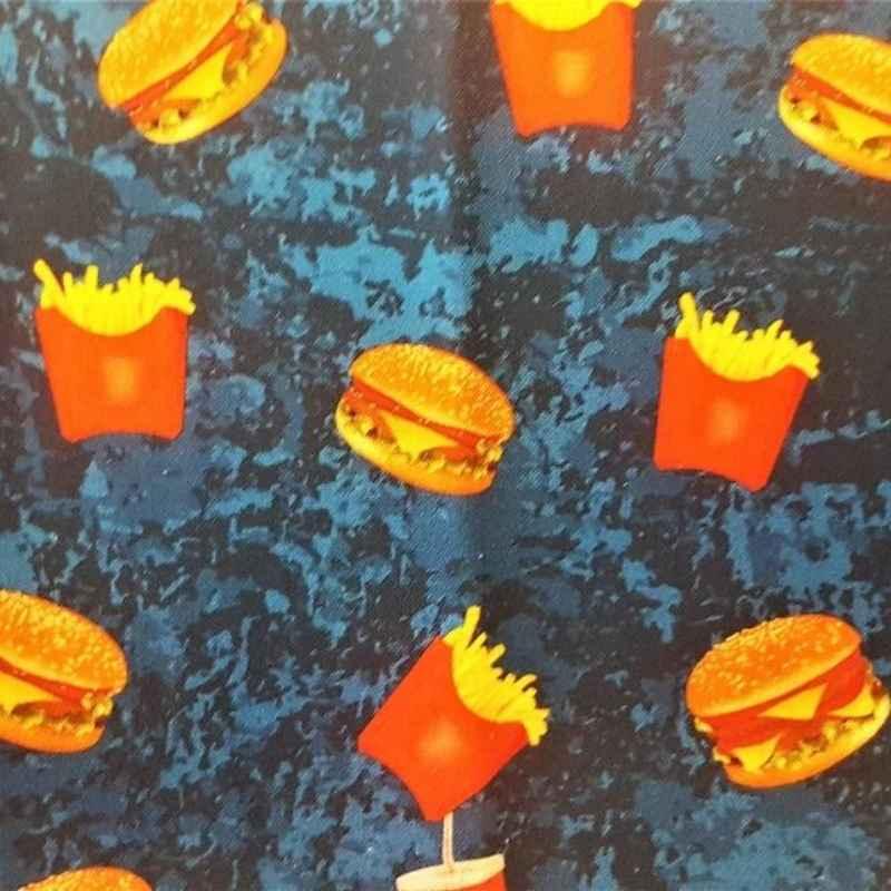 Hamburger Fabric, Navy, Fries Fabric, Fast Foods Fabric